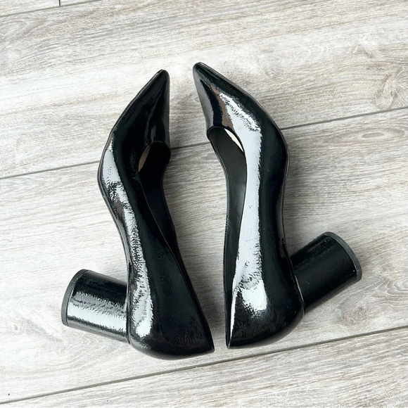 Zara Vegan Patent Leather Circle Heel Pumps - Picture 6 of 14
